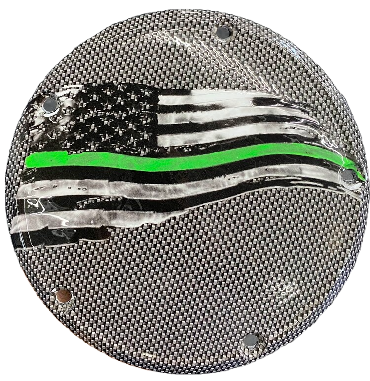 Carbon Fiber Thin Green Line Flag (Derby Cover)